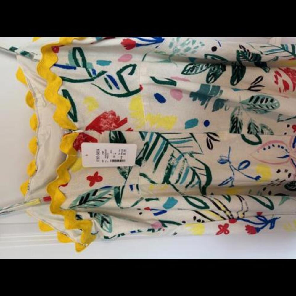 Multi Color Linen Mini Dress - Abstract Print - Picture 5 of 6